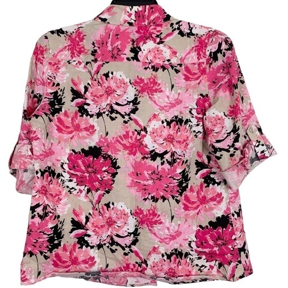 SALE! KIM ROGERS 100% Linen Button Down Top Size Petite Medium - Picture 4 of 6